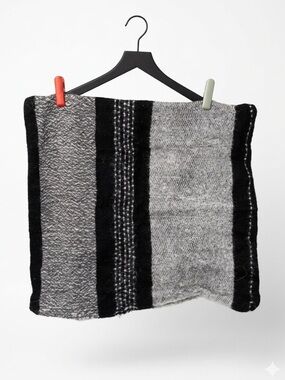 Rejuvenation Artisan Hand Woven Alpaca Wool Pillow Cover 24" Gray Black Striped